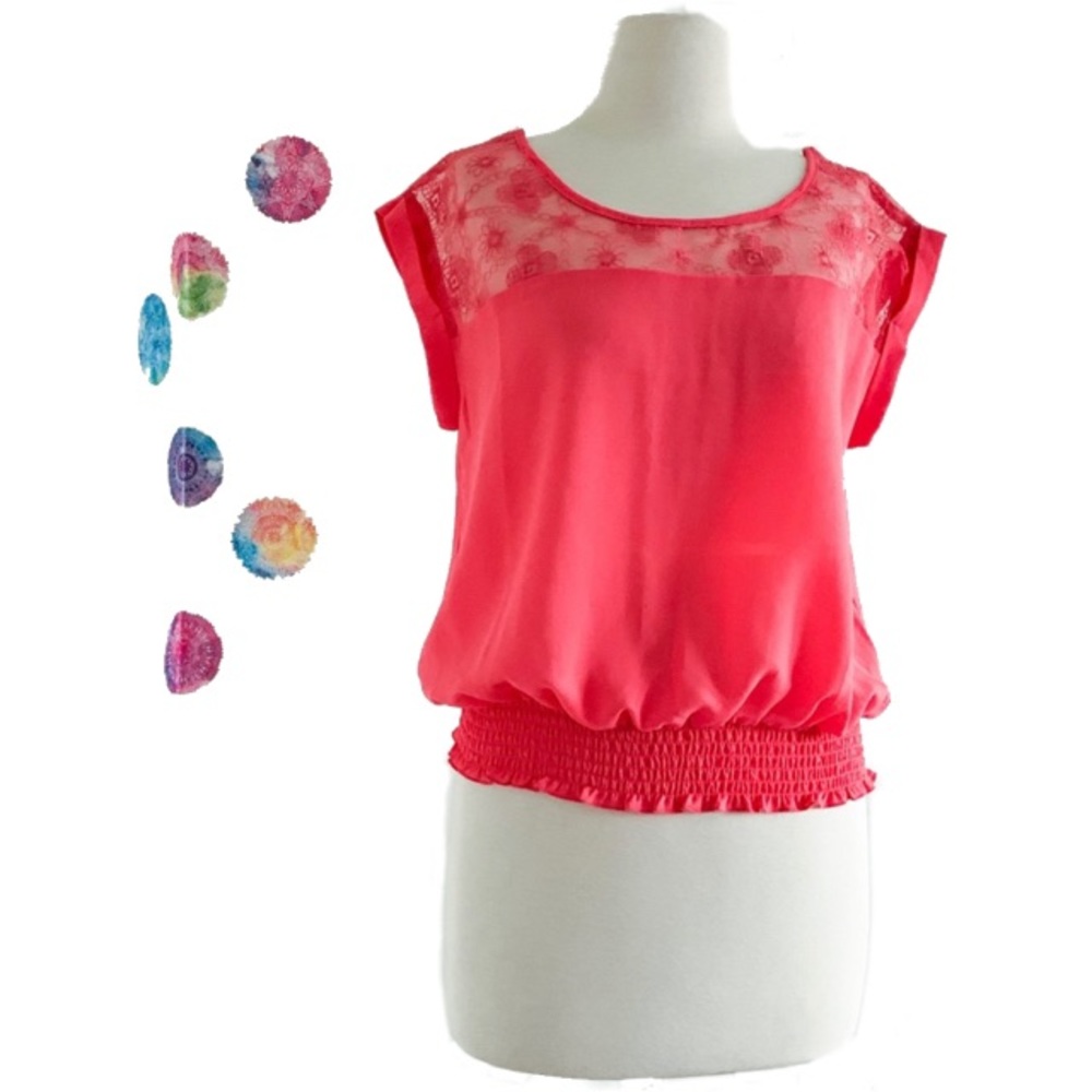 MINE Illusion Floral Embroidery Boxy Strappy Sheer Top medium